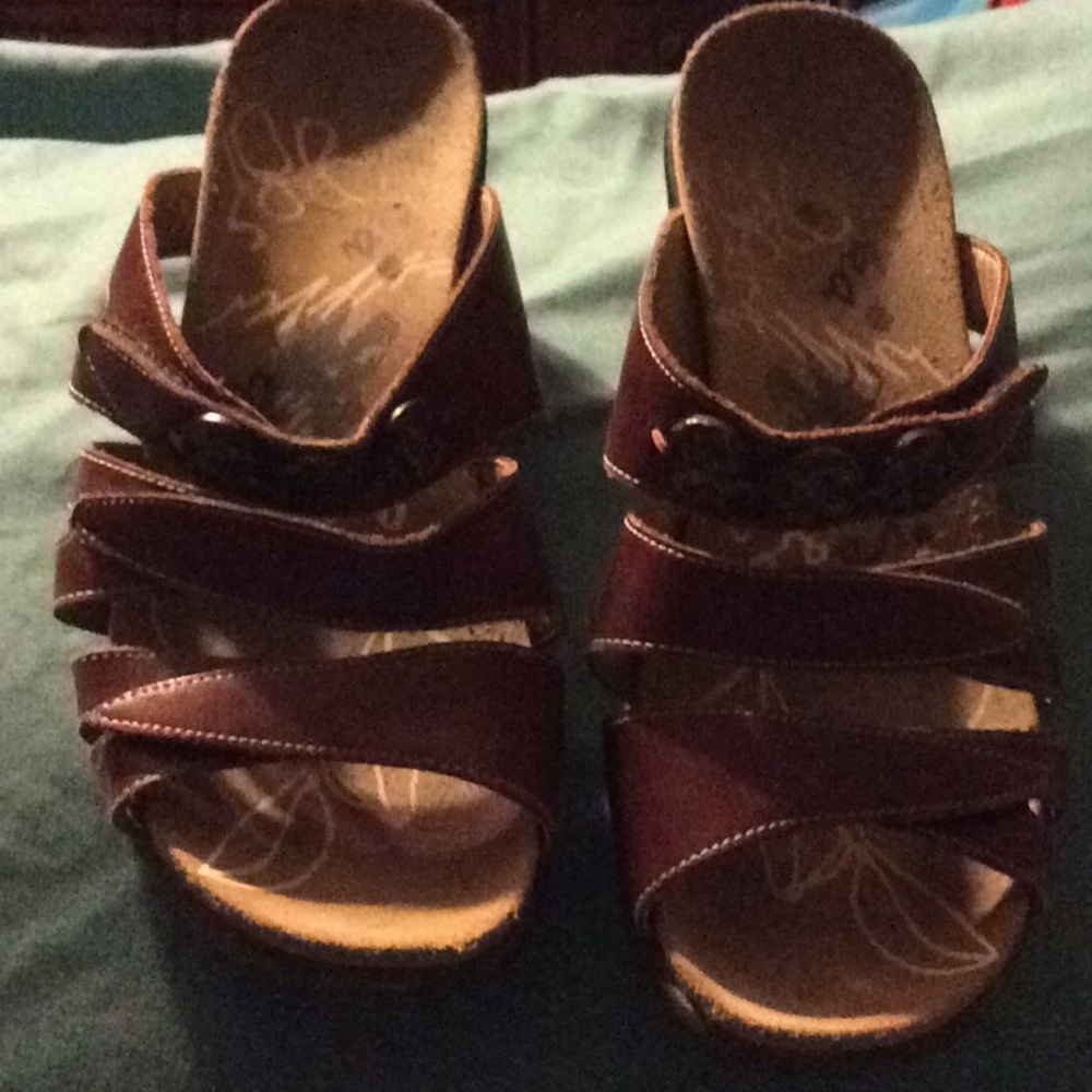 Ladies Romika brown wedge sandals